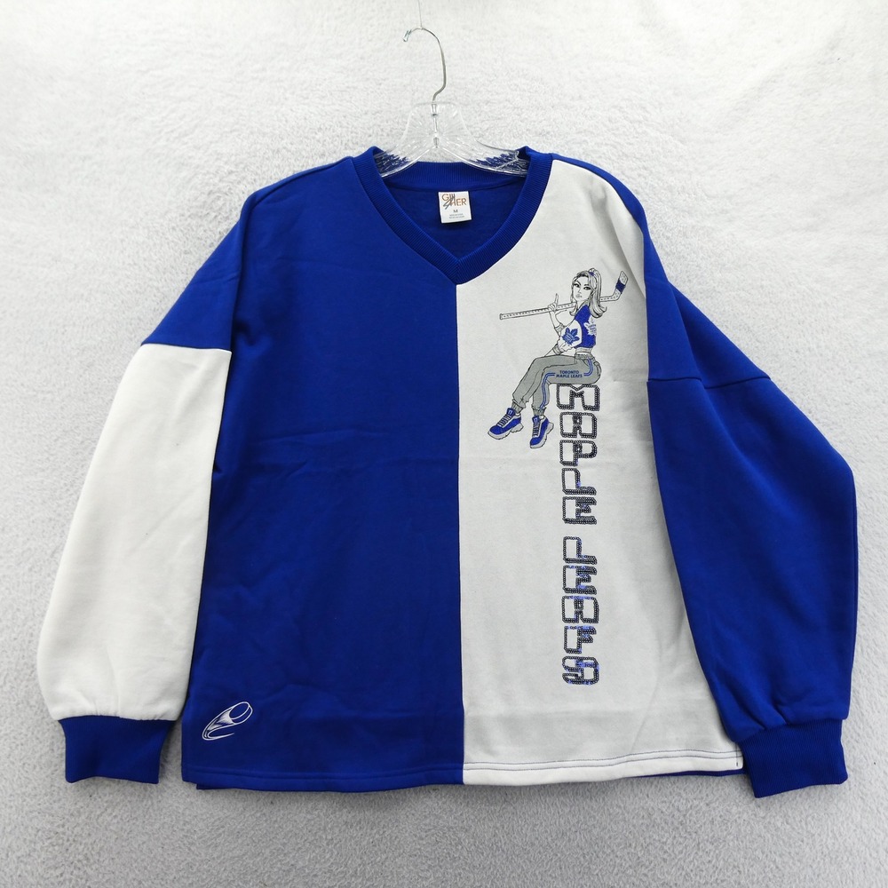 G-III Sweatshirt Womens Medium Toronto Maple Leafs Blue White Colorblock Vintage
